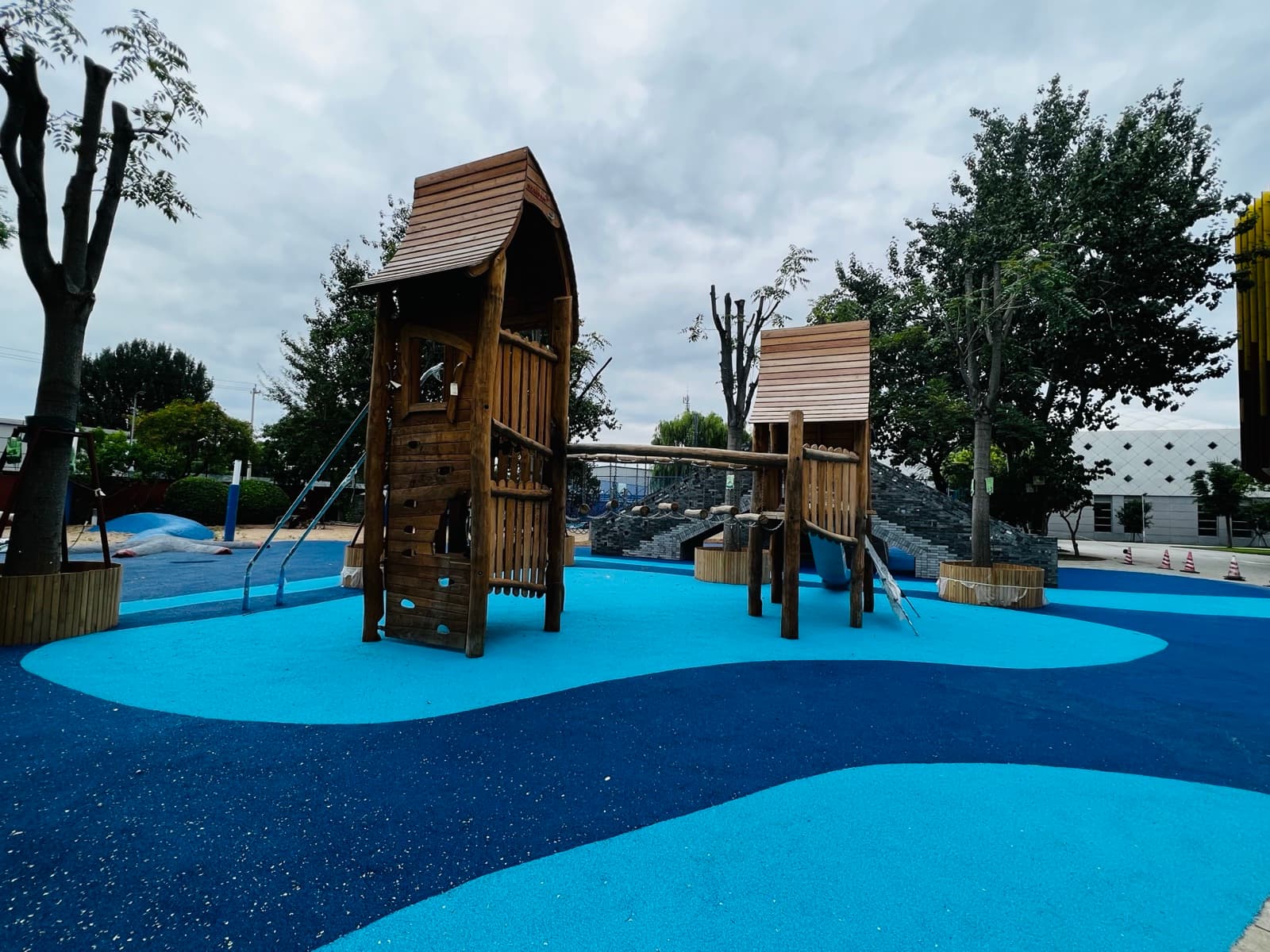 Campus sports field and playground
