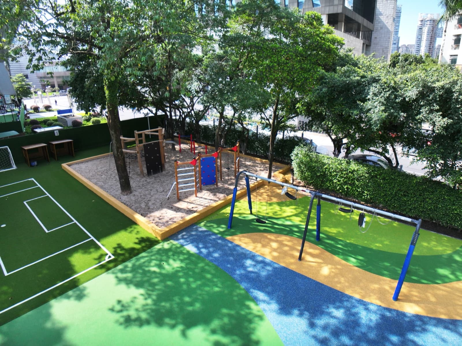 Nature-themed playground surface